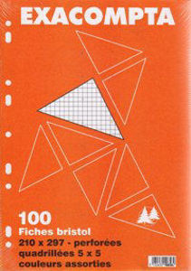 Picture of 100 Fiches Bristol A4 couleurs assorties