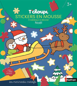 Image de T'choupi : stickers en mousse, 4 tableaux à décorer : Noël
